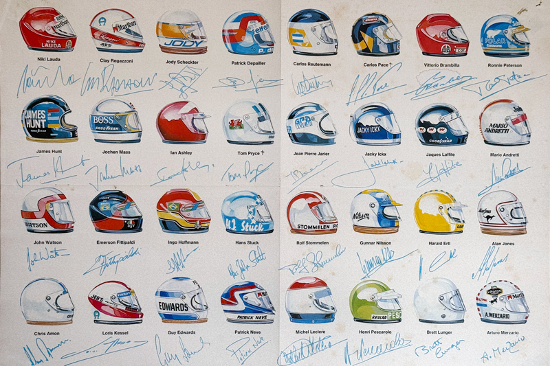 Formel-1-Helme des Jahres 1976 (© Rallye Racing)